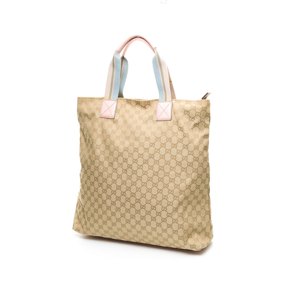 GG Large Tote bag in Canvas, Silver Hardware