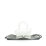 Hourglass Micro Top handle bag in Crocodile Embossed Calfskin, Silver Hardware