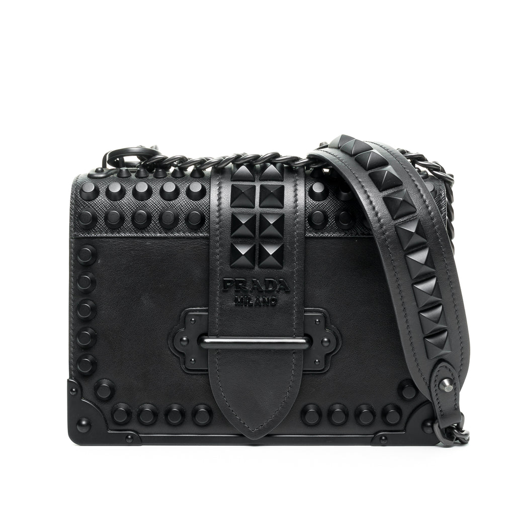 Studded Cahier Flap Shoulder bag in Saffiano leather Acetate Hardware