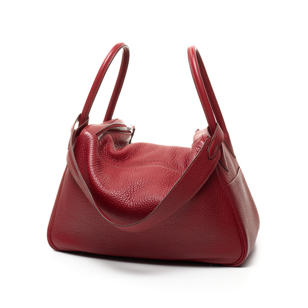 Lindy Top handle bag in Clemence Taurillon leather, Silver Hardware