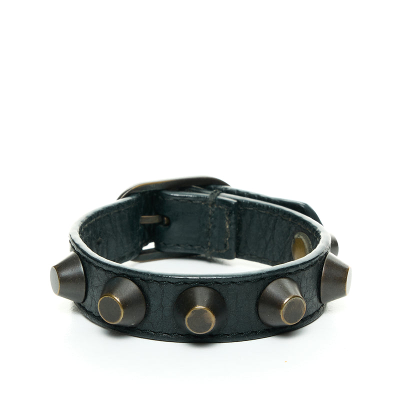 Studded Bracelet Jewellery Accessories in Distressed Leather, Ruthenium Hardware