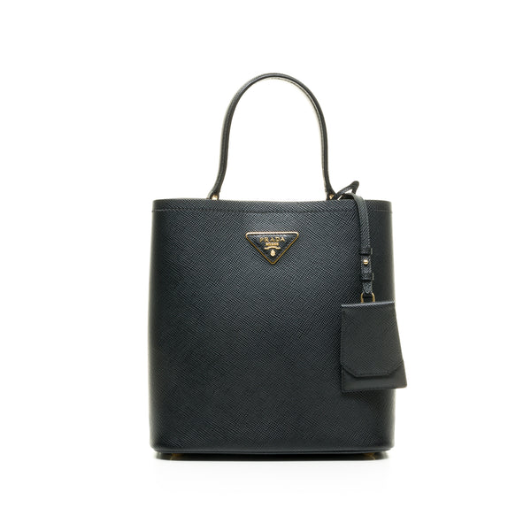 Panier Medium Top handle bag in Saffiano leather, Gold Hardware