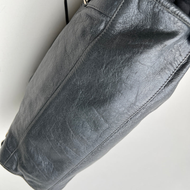 City Medium Top handle bag in Lambskin, Silver Hardware