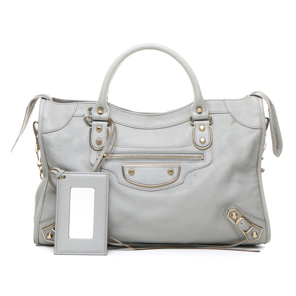 City Classic Metallic Edge Top handle bag in Goat leather, Silver Hardware