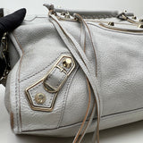 City Classic Metallic Edge Top handle bag in Goat leather, Silver Hardware