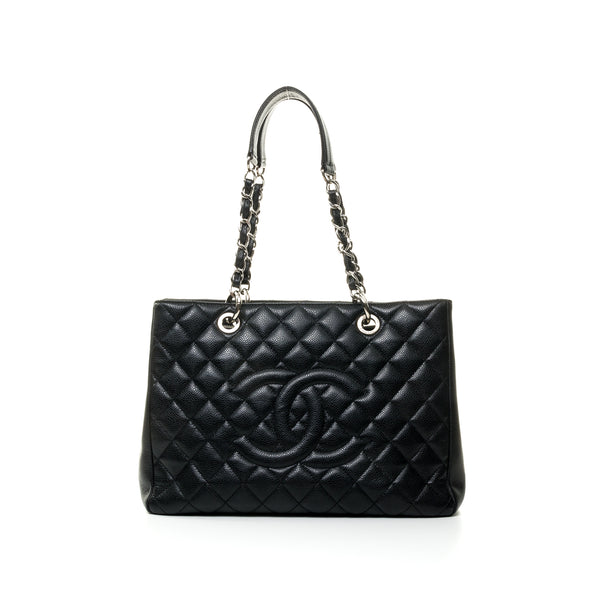 Grand Shopping Tote Tote bag in Caviar, Silver Hardware