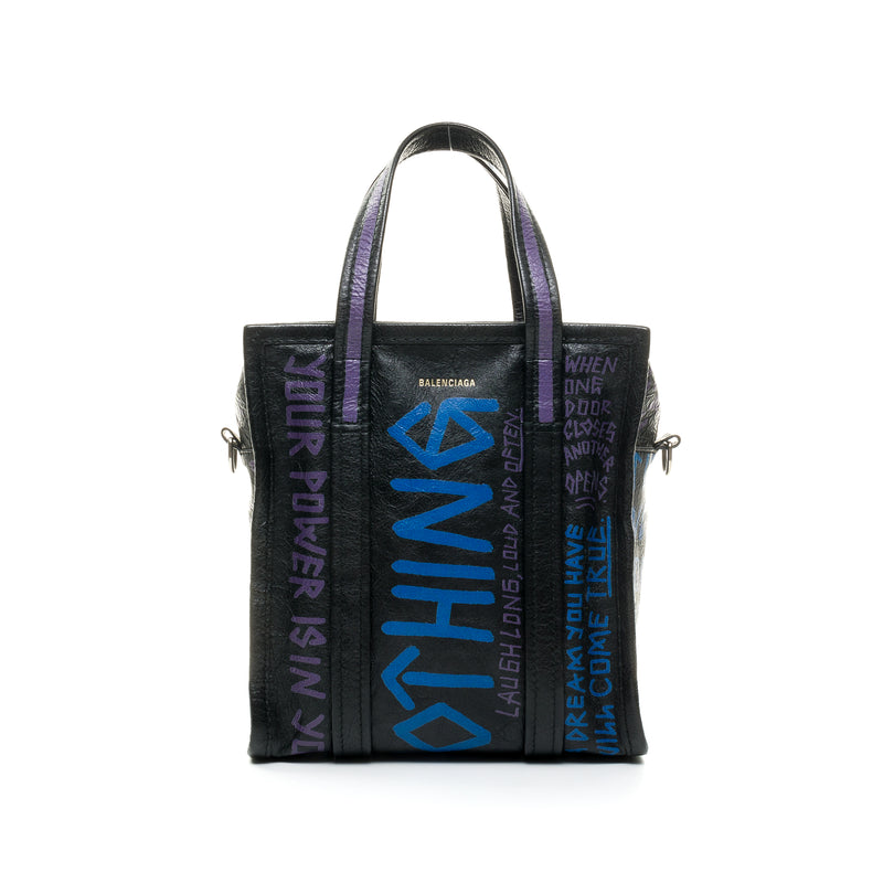 Graffiti Bazar Shoper Tote Top handle bag in Lambskin, Silver Hardware