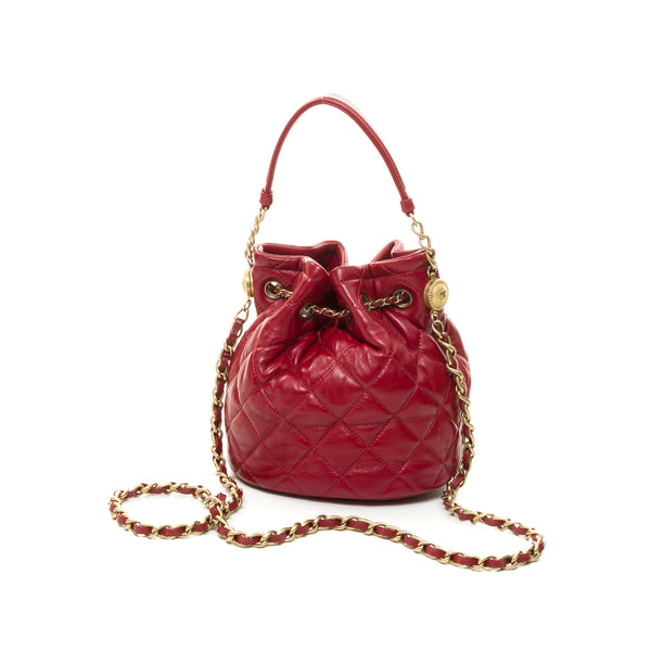 Quilted Bucket bag in Lambskin, Gold Hardware