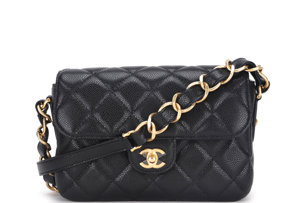 CC ADJUSTABLE STRAP FLAP MESSENGER BAG QUILTED  BLACK CAVIAR SMALL CROSSBODY BAG (P1KKXXXX) GOLD HARDWARE, WITH DUST COVER & BOX