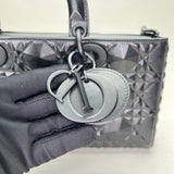 Lady D-Joy Medium Top handle bag in Calfskin, Lacquered Metal Hardware