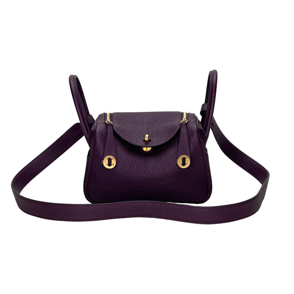 Lindy Mini Shoulder bag in Clemence Taurillon leather, Gold Hardware