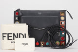 (8M0369-9DF · 178-7032) MULTICOLOR STUDDED CROSSBODY SMALL BLACK LEATHER SILVER HARDWARE, WITH CARD, STRAP & DUST COVER