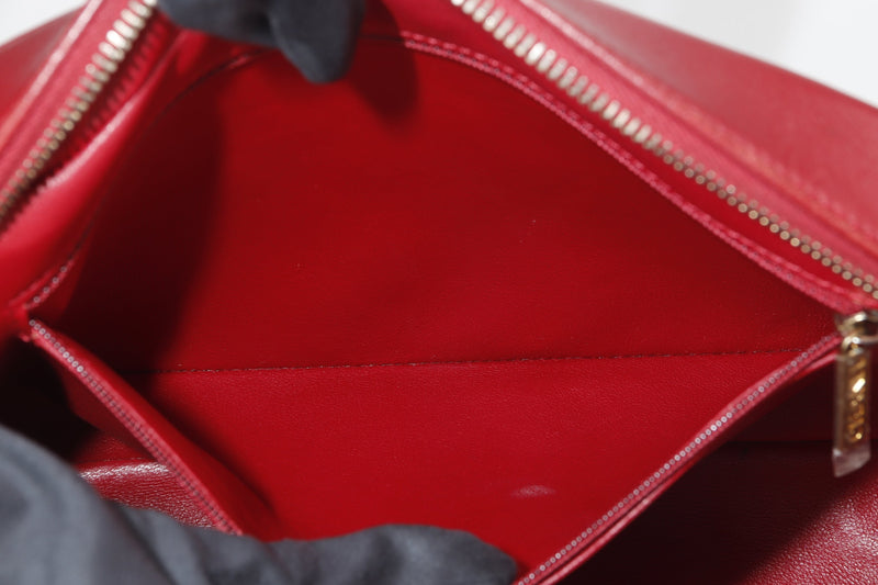 RED LAMBSKIN CAMERA BAG (1778xxxx) GOLD HARDWARE, WITH DUST COVER, NO CARD