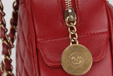 RED LAMBSKIN CAMERA BAG (1778xxxx) GOLD HARDWARE, WITH DUST COVER, NO CARD