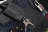 AMAZONA CALF LEATHER DENIM TOTE BAG (081806), WITH KEYS, LOCK AND DUST COVER