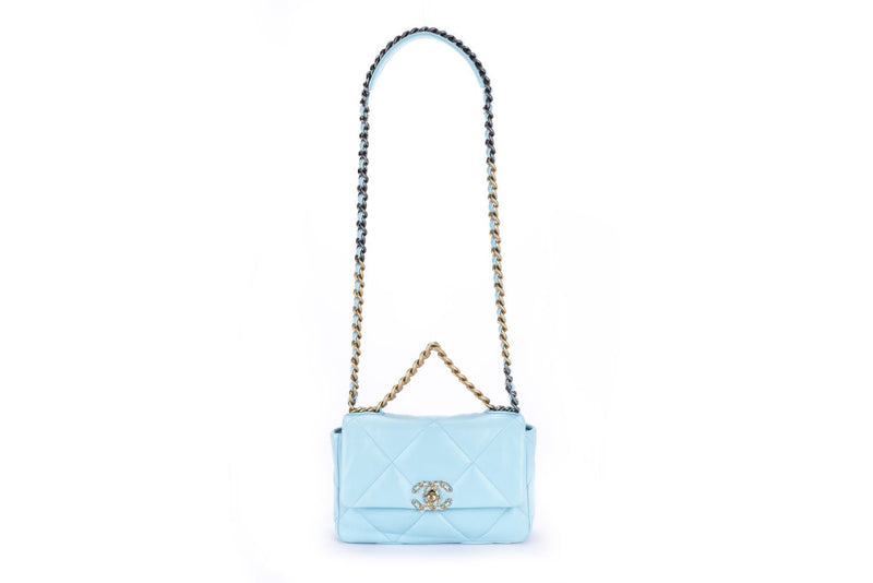 19 Flap Bag (3127xxxx) Small Size Pastel Blue Lambskin with Card, Dust Cover & Box