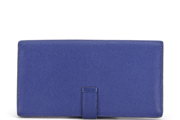 HERMES BEARN WALLET (STAMP R) BLUE ELECTRIC COLOR EPSOM LEATHER SILVER HARDWARE, NO DUST COVER & BOX