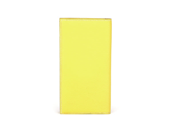 HERMES EVELYNE WALLET (STAMP O) YELLOW SOUFLE COLOR CHEVRE LEATHER, WITH BOX