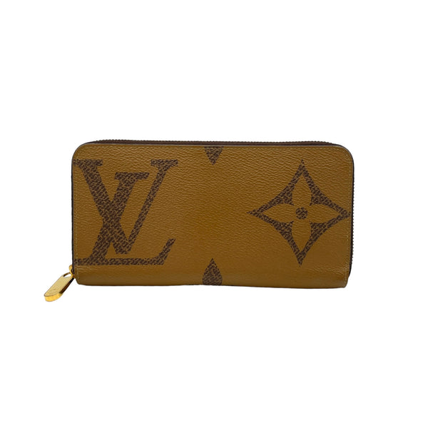 Zippy Long Brown Wallet in Monogram Coated Canvas, Gold hardware