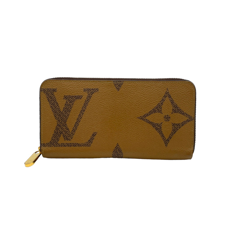 Zippy Long Brown Wallet in Monogram Coated Canvas, Gold hardware