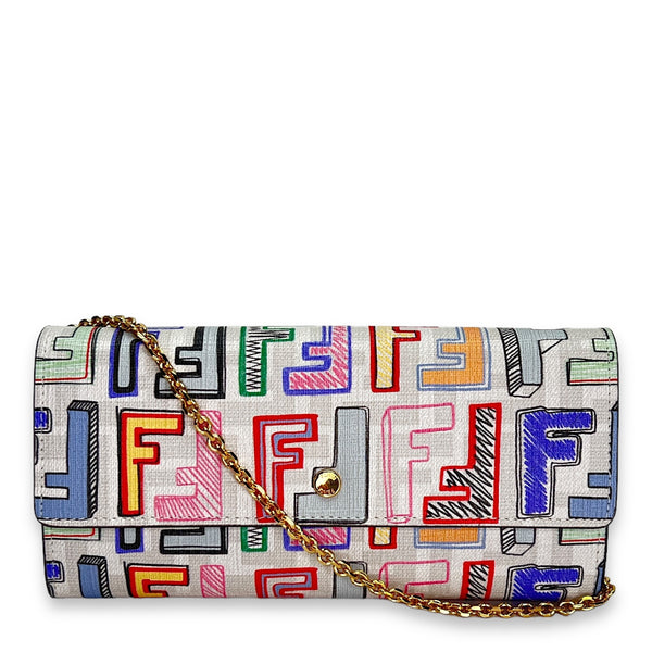 FF Multi-colour Wallet on Chain in Coated Canvas, Gold hardware