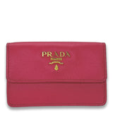 Flap Pink Wallet in Saffiano Leather, Gold hardware