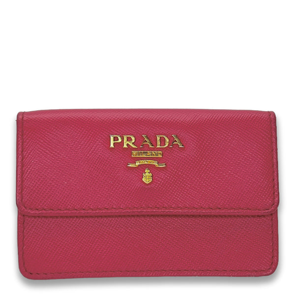 Flap Pink Wallet in Saffiano Leather, Gold hardware