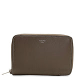 Logo Wallet  Grey in Calfskin , Silver Hardware