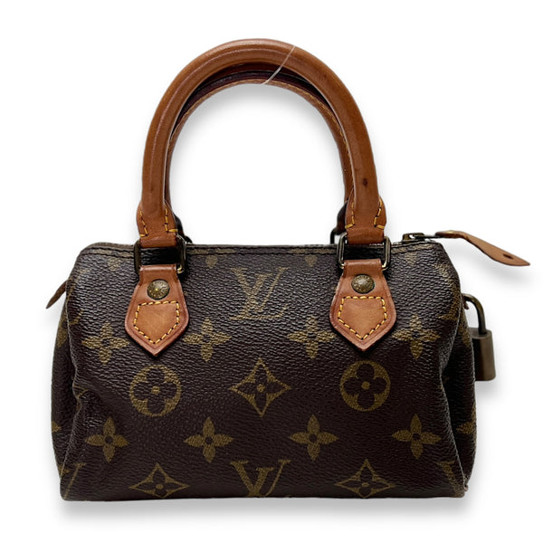 Speedy Top handle Bag Nano Brown in Monogram Coated Canvas , Gold Hardware