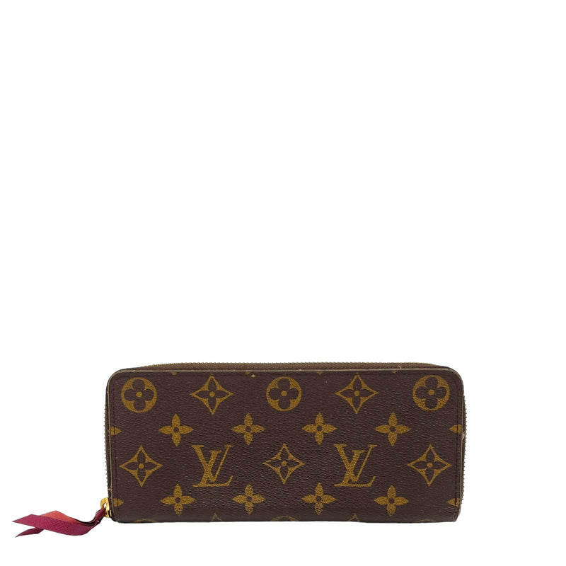 Clemence Wallet  Brown in Monogram Coated Canvas , Gold Hardware