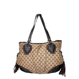 Tribeca Shoulder Bag  Brown in Canvas , Gold Hardware