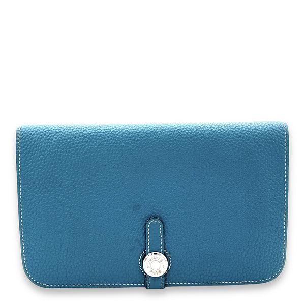 Dogon GM Blue in Clemence Taurillon Leather, Silver hardware