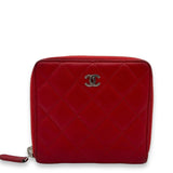 Classic Wallet Compact Red in Caviar Leather, Silver hardware