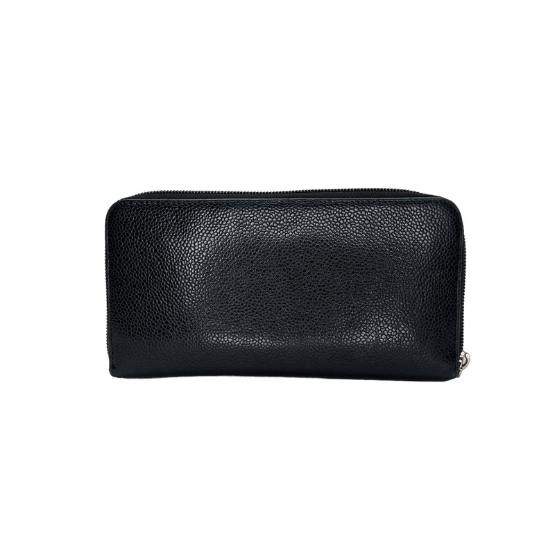 Timeless CC Long Black Wallet in Caviar Leather, Silver hardware