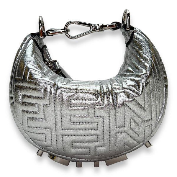 Fendigraphy Nano Silver Top Handle Bag in Calfskin, Silver hardware