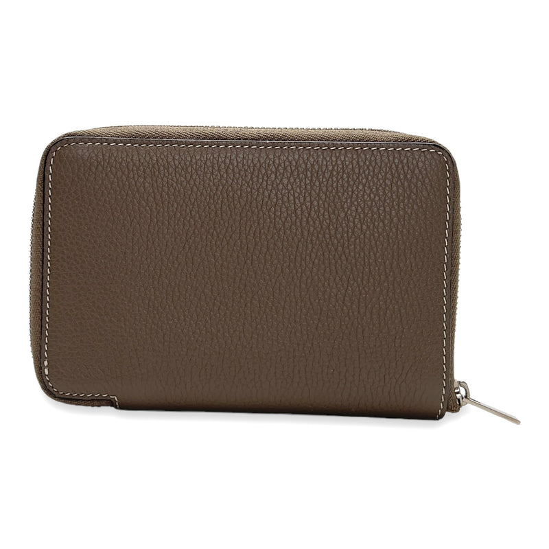 Logo Wallet  Grey in Calfskin , Silver Hardware