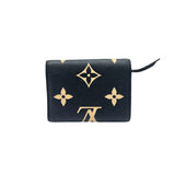 Victorine Compact Black Wallet in Monogram Empreinte Leather, Gold hardware