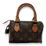 Speedy Top handle Bag Nano Brown in Monogram Coated Canvas , Gold Hardware