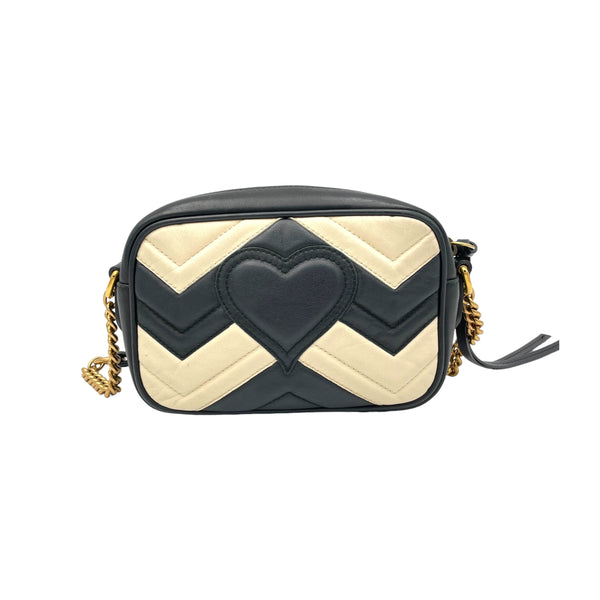 GG Marmont Mini White Crossbody Bag in Calfskin, Gold hardware