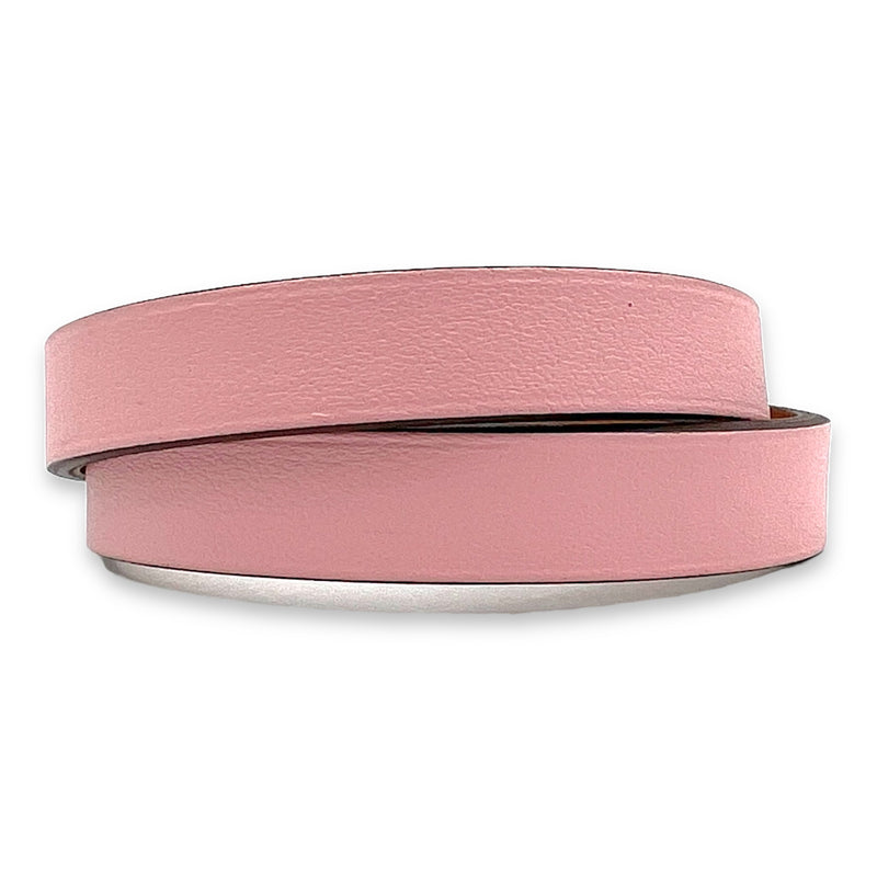 Kelly Double Bracelet T2 Pink in Swift Leather, Silver hardware