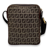 Zucca Brown Crossbody Bag in Jacquard, Gold hardware