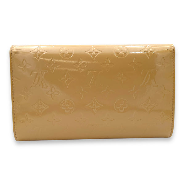 Ana Beige Clutch in Patent Leather, Gold hardware