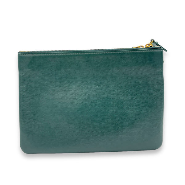 Trio Large Green Crossbody Bag in Calfskin, Gold hardware