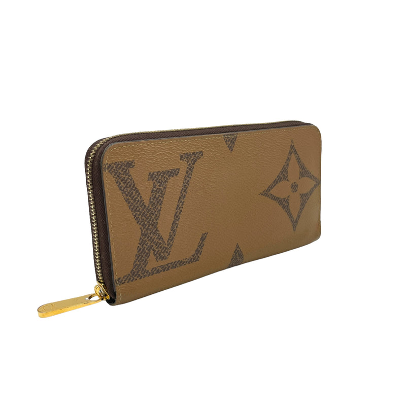 Zippy Long Brown Wallet in Monogram Coated Canvas, Gold hardware