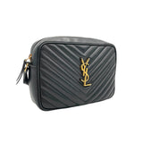 Lou Crossbody Bag Black in Calfskin, Gold hardware