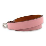 Kelly Double Bracelet T2 Pink in Swift Leather, Silver hardware