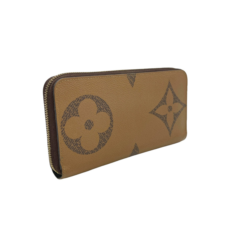 Zippy Long Brown Wallet in Monogram Coated Canvas, Gold hardware