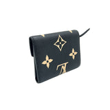 Victorine Compact Black Wallet in Monogram Empreinte Leather, Gold hardware