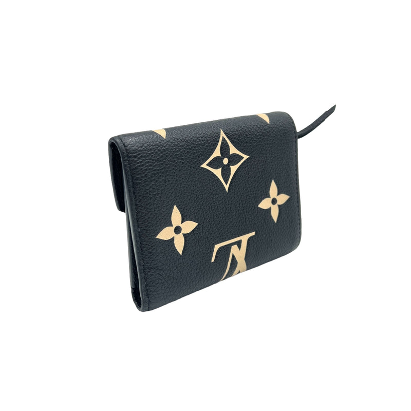 Victorine Compact Black Wallet in Monogram Empreinte Leather, Gold hardware