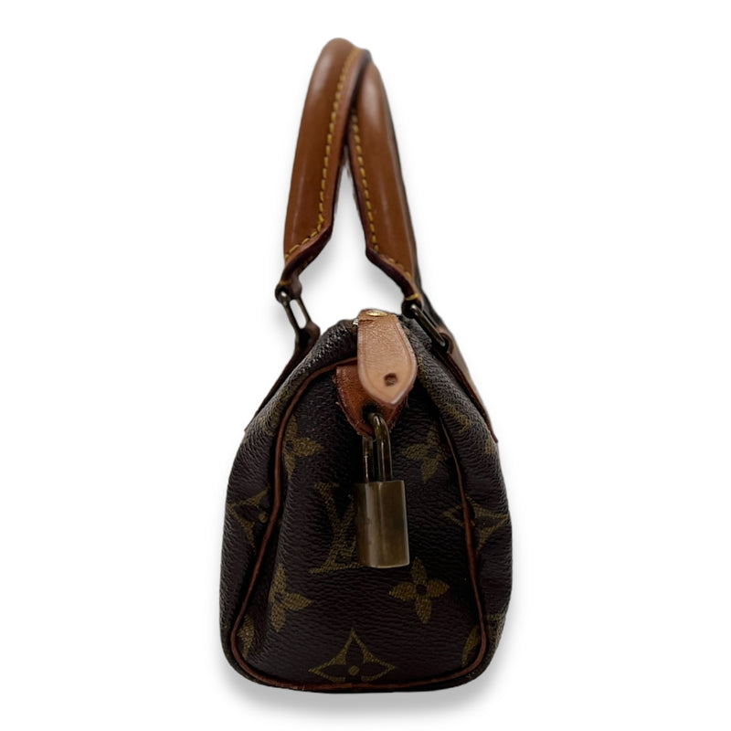 Speedy Top handle Bag Nano Brown in Monogram Coated Canvas , Gold Hardware